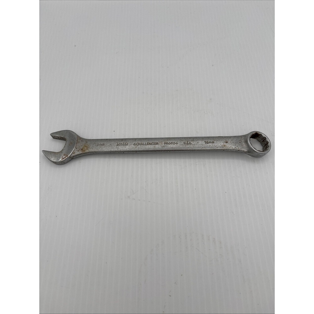 VINTAGE CHALLENGER By PROTO 6118M COMBINATION WRENCH 18mm 12 PT USA